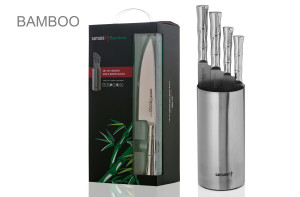 91276072 Набор из 4 ножей и подставки Bamboo в подарочной коробке STLM-0531734 SAMURA