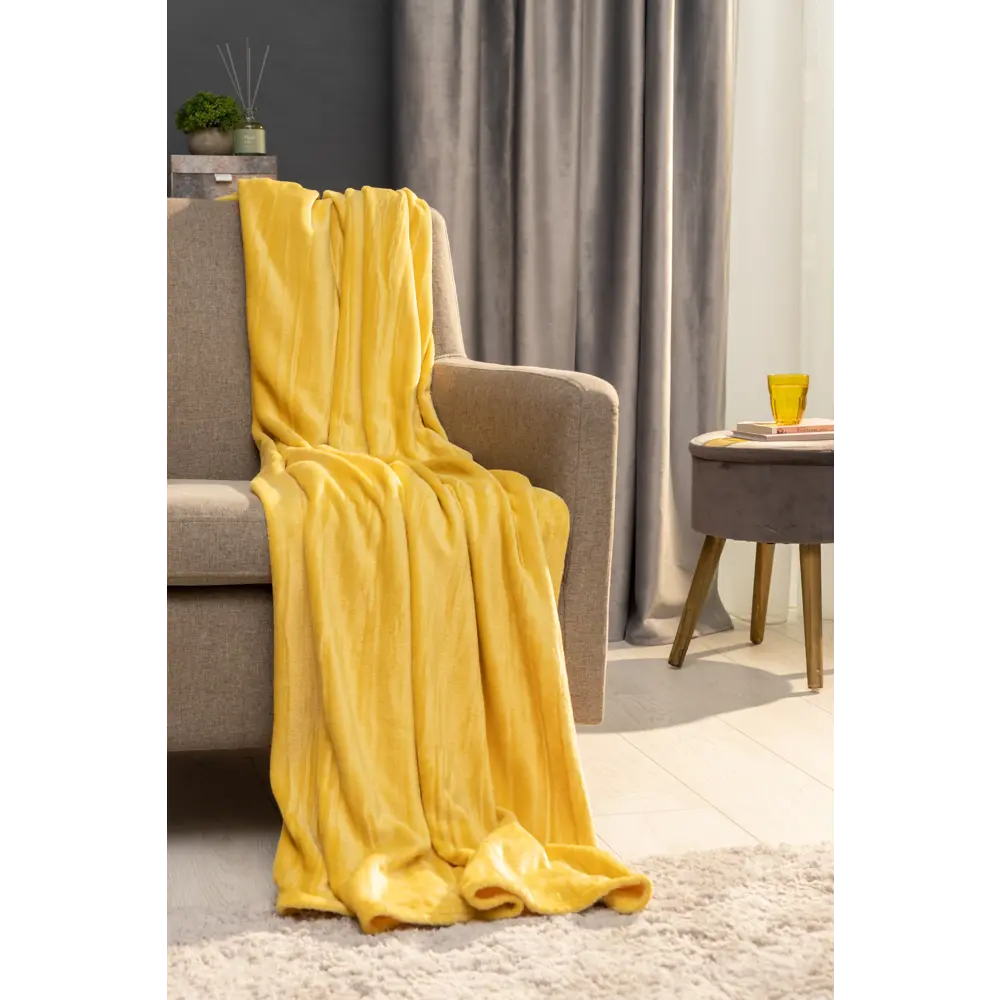 Плед First Ginger4 140х200 см велсофт цвет горчичный СТОЛИЦА ТЕКСТИЛЯ STLM-2117592 - Вид №3