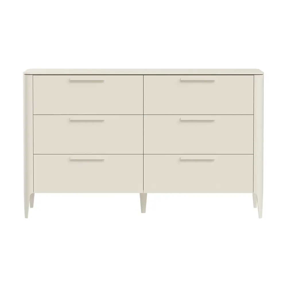 Комод Ellipse furniture Type 6 ящиков 140x51x85 см МДФ цвет молочный