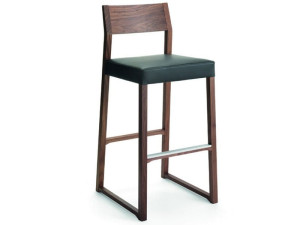 Высокий кожаный табурет с подставкой для ног