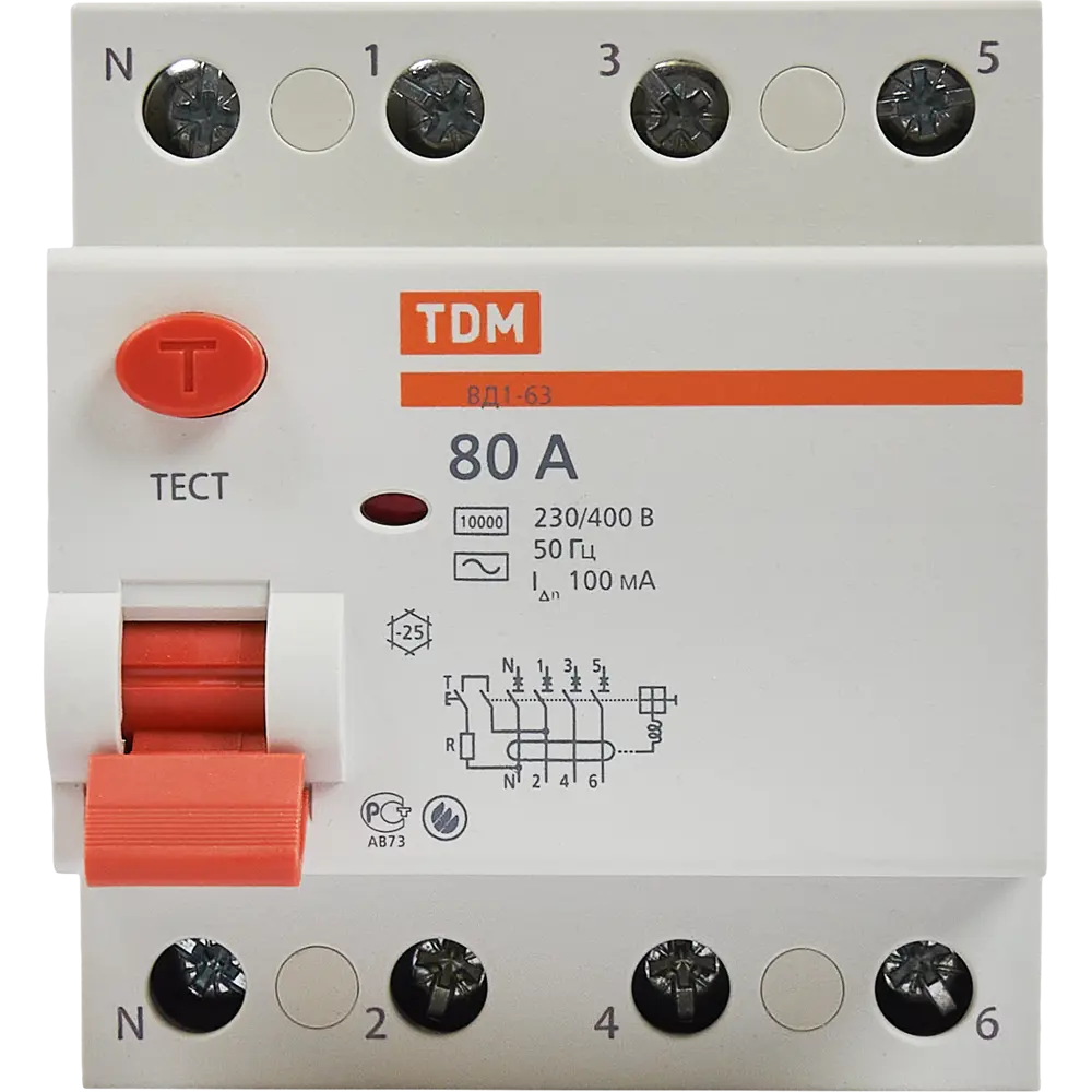 УЗО TDM Electric ВД1-63 4P 80А с защитой от токов утечки 84399442 STLM-0049226 - Вид №1