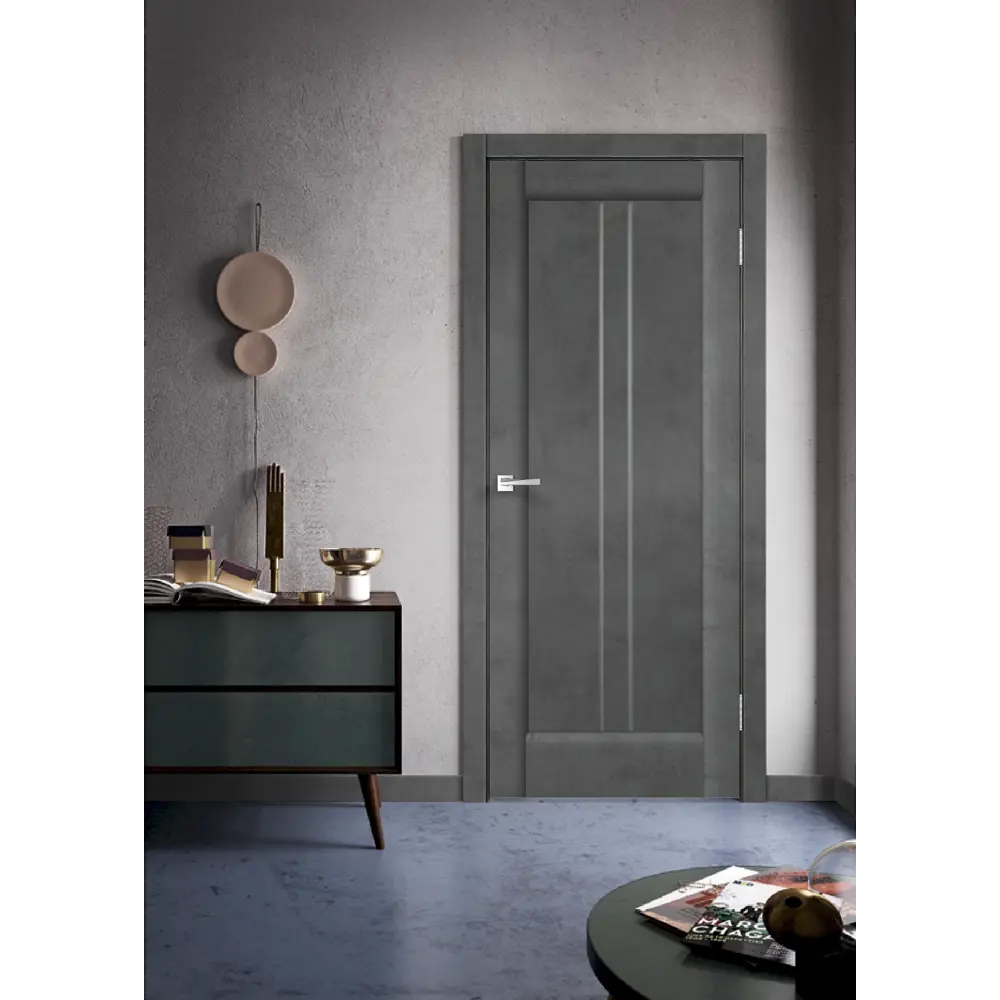 Комплект двери Сиэтл со стеклом 90x200 см ПВХ цвет лофт тёмный с добором 150 мм VELLDORIS STLM-2126611 - Вид №1