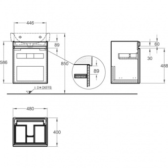Тумба под раковину 48 см Keramag Renova Nr. 1 Plan 869553000 Santreyd  - Вид №1