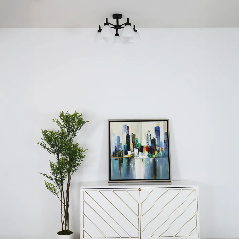 Люстра на штанге Cello 5 ламп 20 м² цвет черный SCHAFFNER STLM-2129668 - Вид №9