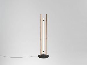 Светодиодный торшер из боросиликатного стекла и бамбука