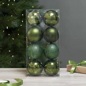 Набор елочных шаров KREAFORTA зеленые с блестками 8 шт. ø10 см 89420546