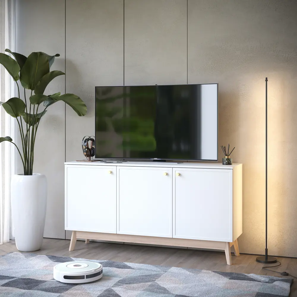 Тумба под телевизор KONSENSA Амьен 150x79x41.7 см ЛДСП цвет белый Лион STLM-2067988