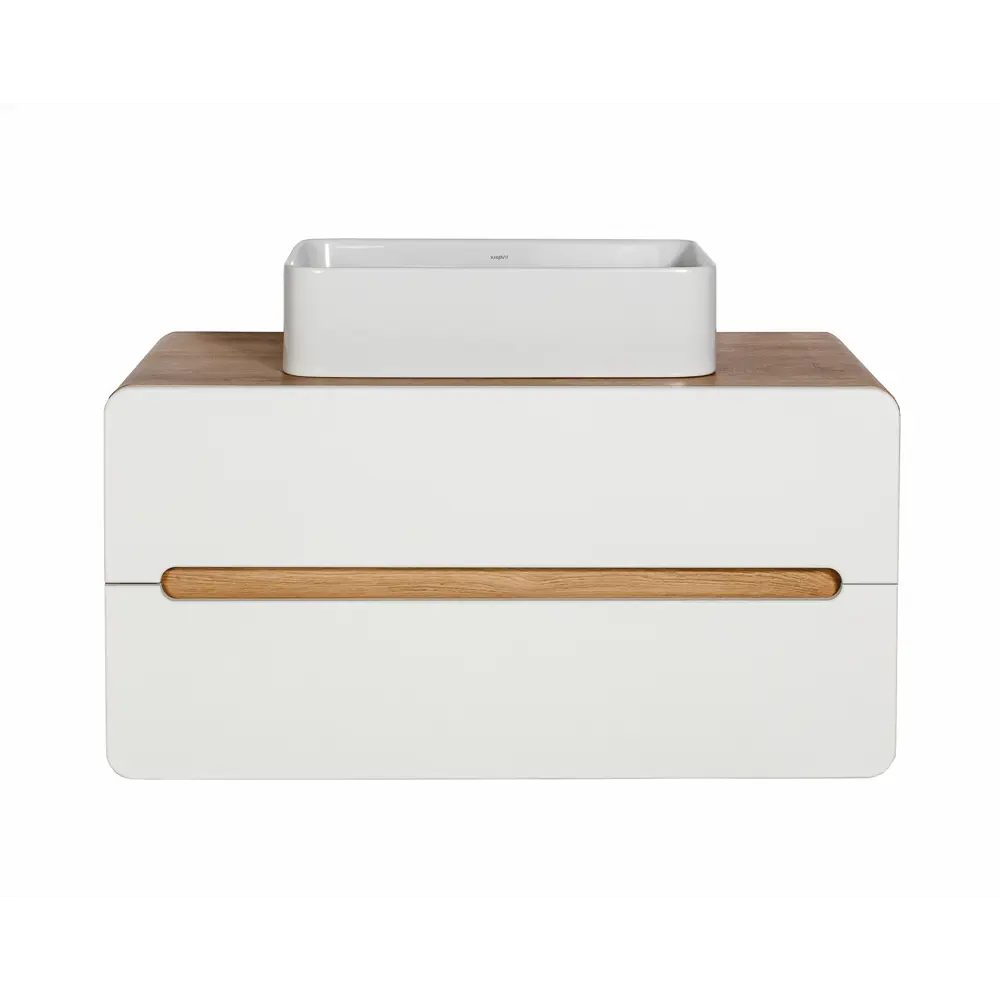 Тумба под раковину подвесная Окинава 100 см в сборе цвет белый матовый 84776021 STLM-2083912 Santreyd