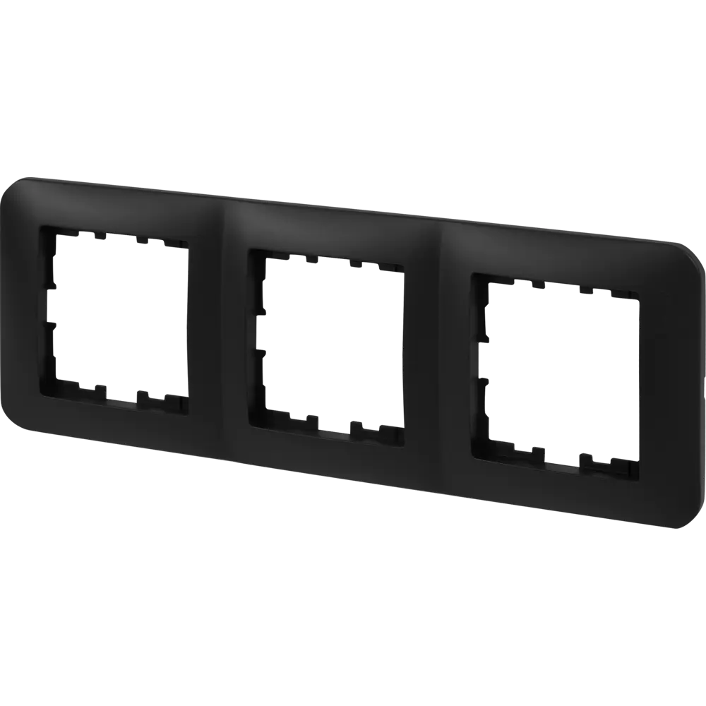 Рамка для розеток и выключателей Lezard Karina Life 3 поста вертикальная цвет черный бархат STLM-2135647 - Вид №1