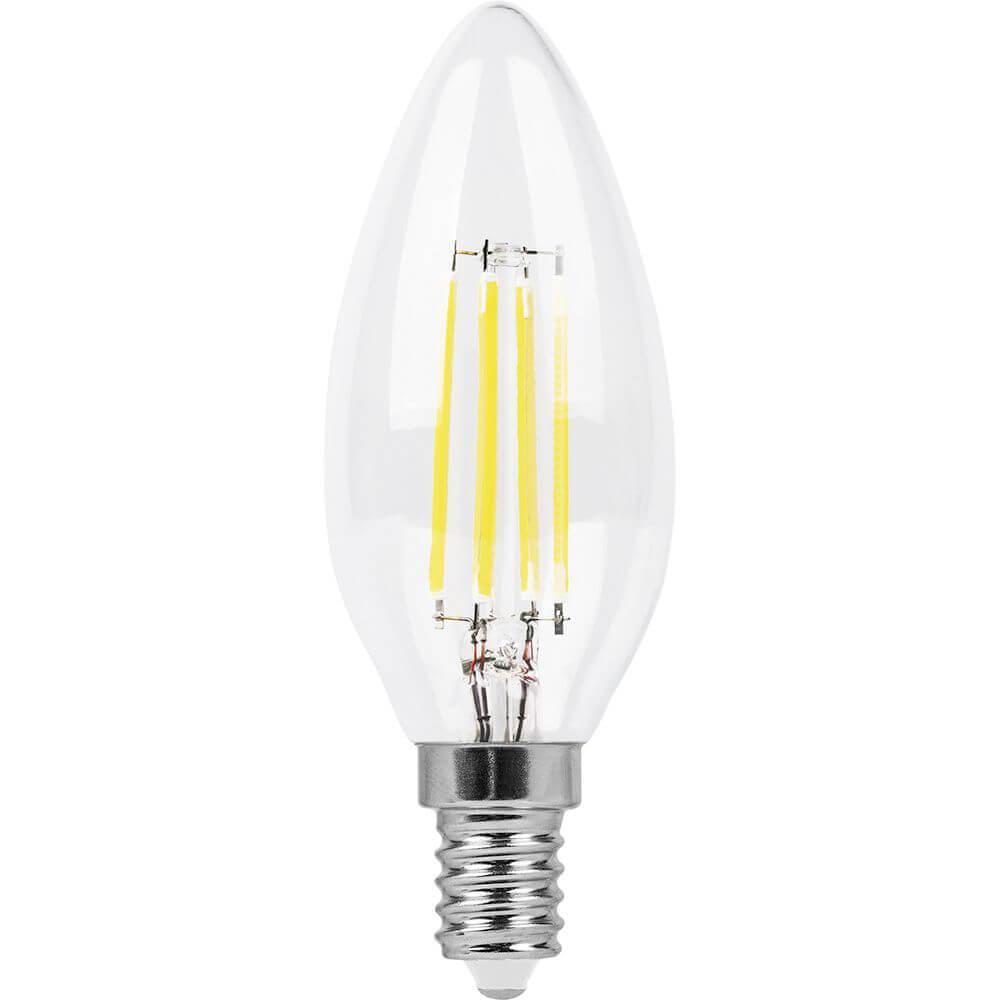 38008 Лампа светодиодная филаментная E14 11W 4000K Свеча Прозрачная LB-713 Feron