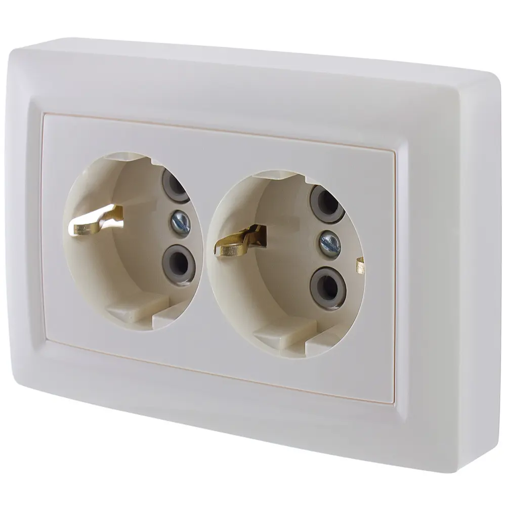 Розетка Reone 2 разъема с заземлением цвет слоновая кость STLM-2145527