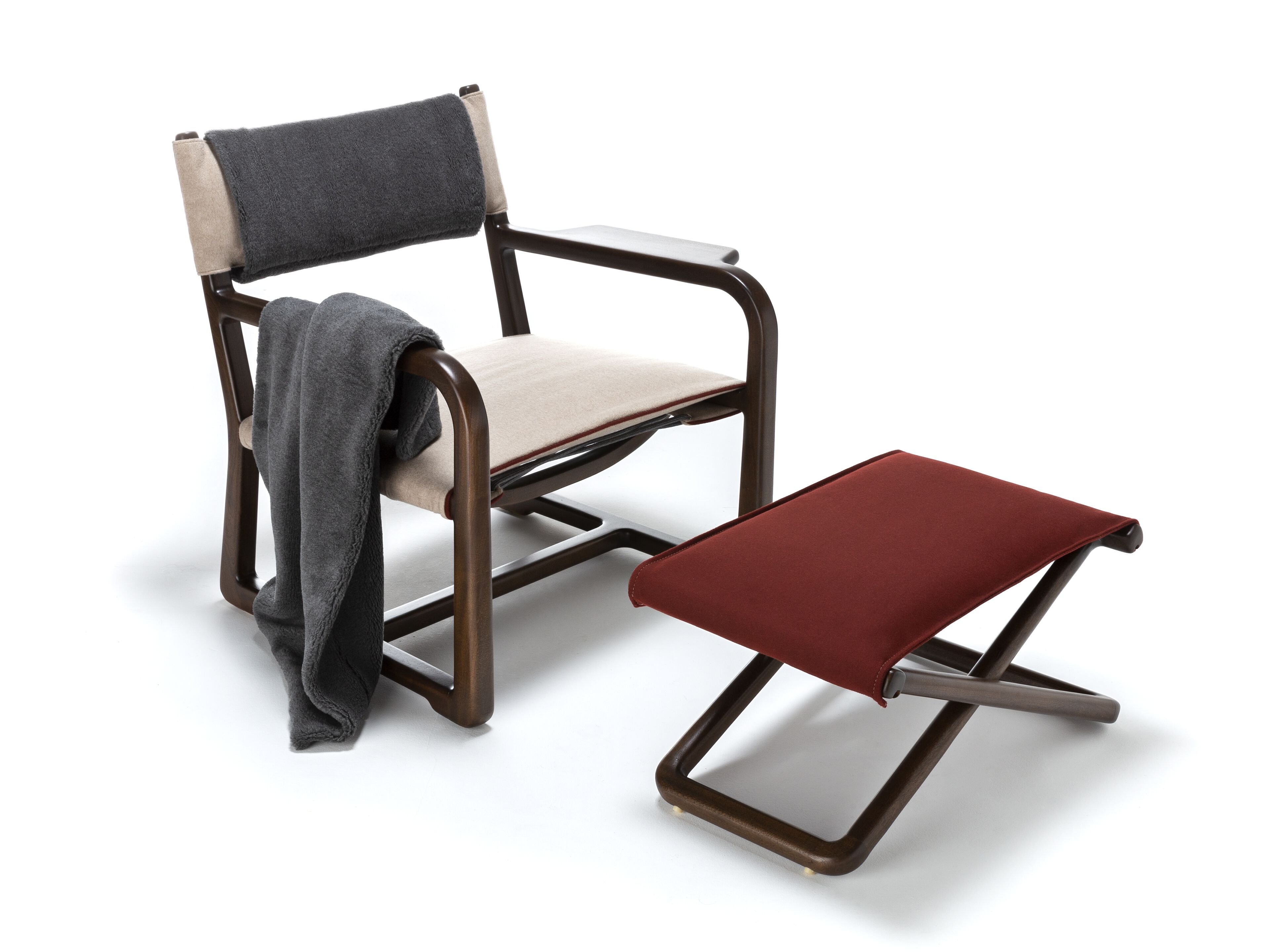 Садовое кресло из красного дерева и ткани с подлокотниками Exteta Loro Piana Interiors, Delight Chairs St. Moritz от Exteta ARCH-00083542