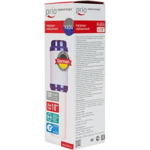 Картридж SL10 Новая Вода Prio К604 для холодной воды, полипропилен, уголь, 5 мкм