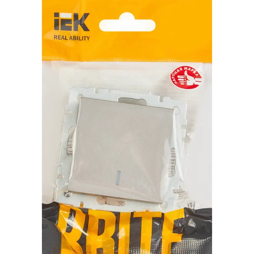 Выключатель встраиваемый IEK Brite 1 клавиша с подсветкой цвет сталь STLM-2003590 - Вид №4