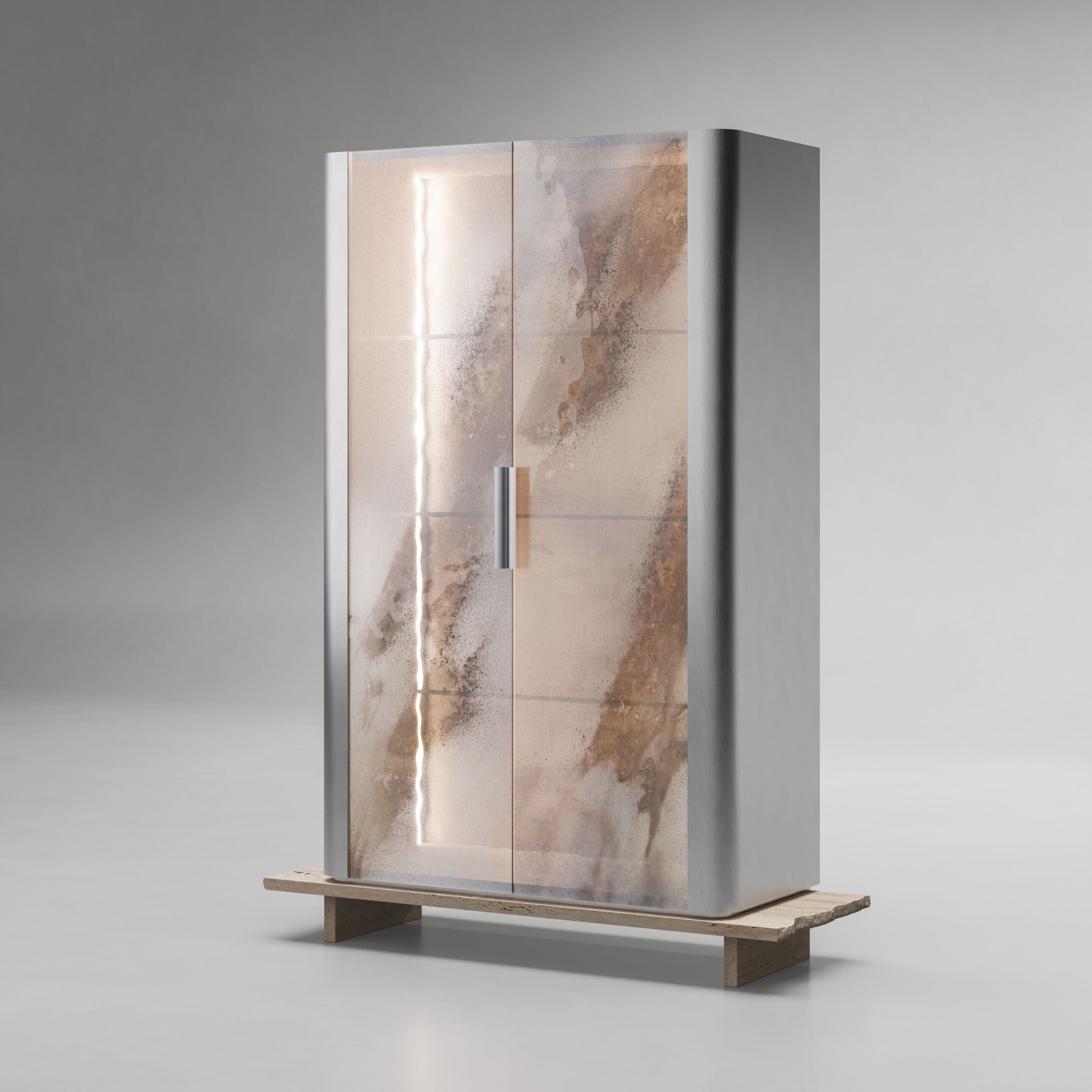 Шкаф из матовой стали и стекла с распашными дверцами ARTE VENEZIANA пещера ARCH-00144225 - Вид №2