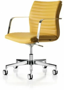Quinti Sedute Регулируемое по высоте офисное кресло из кожи с 5 спицами и подлокотниками Aurora
