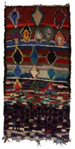 AFOLKI Прямоугольный шерстяной коврик с длинным ворсом и узором Boucherouite Taa954be