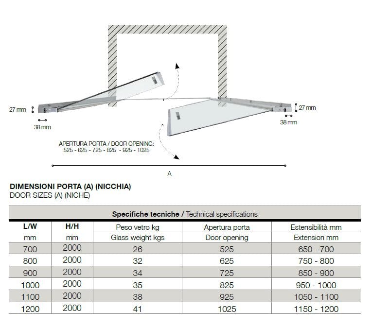 Алюминиевая и стеклянная нишевая душевая кабина с распашной дверью TAMANACO NSALOON ARCH-00078587 - Вид №3