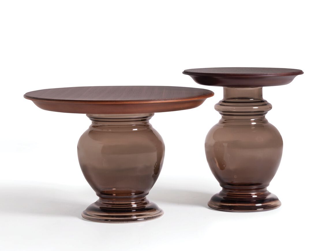 Круглый деревянный и стеклянный журнальный столик OPERA CONTEMPORARY OLAES ARCH-00103538