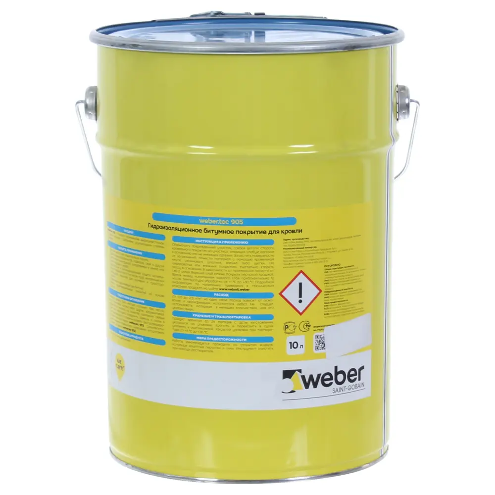Гидроизоляционное битумное покрытие для кровли Vetonit Weber.tec 905 10 л STLM-2006557 - Вид №1