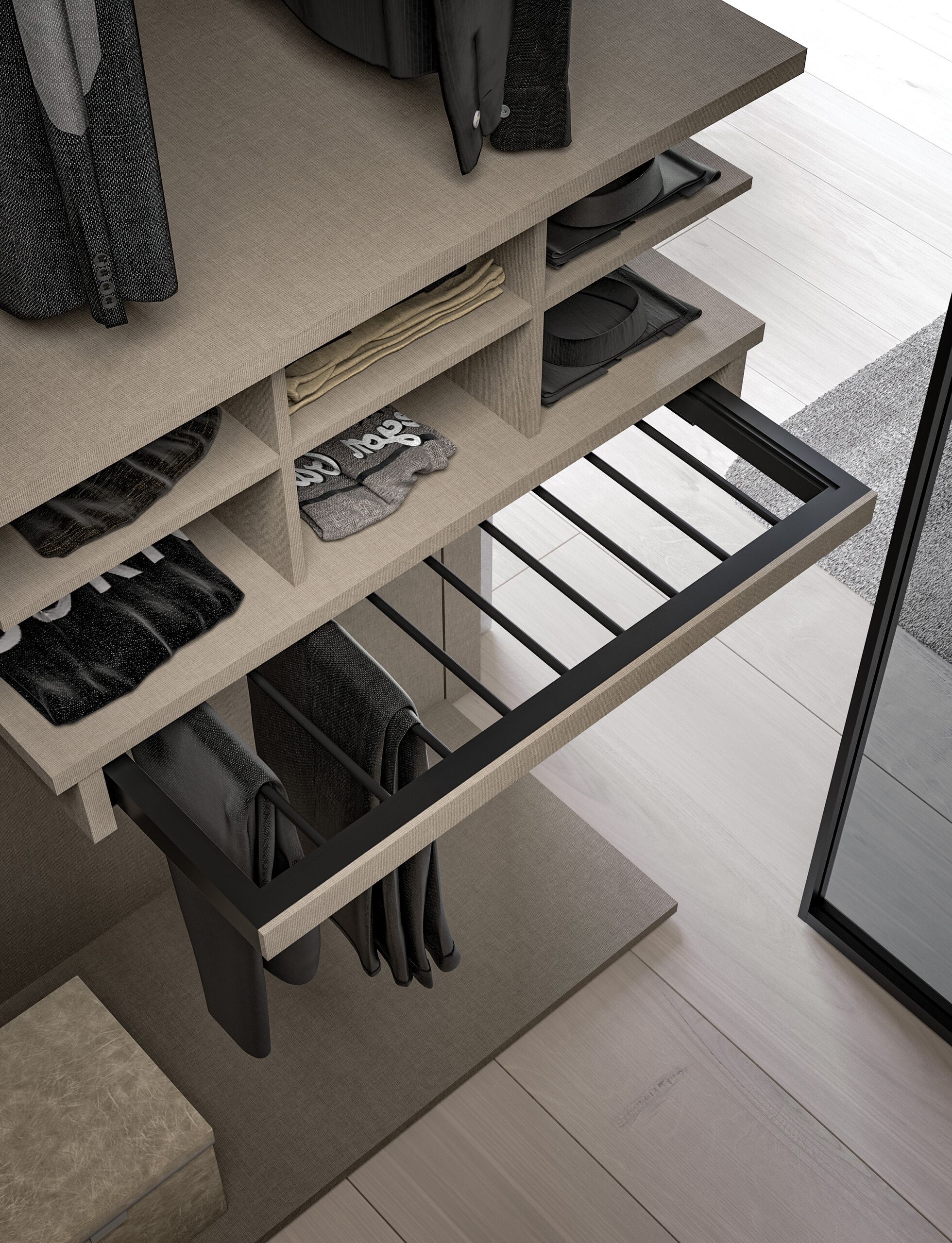 Модульная металлическая и деревянная гардеробная со встроенным освещением Adok ателье ARCH-00037993 - Вид №5