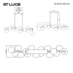91971233 Люстра подвесная светодиодная St luce Sweven Sl1519.303.16 28 м² теплый белый (желтый) свет цвет латунь STLM-1499968