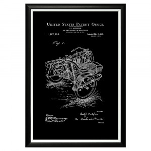 896521372_1818 Арт-постер «Патент на коляску мотоцикла, 1918» Object Desire