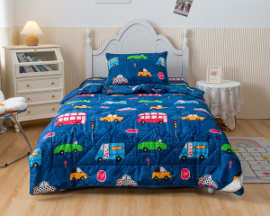 90357317 Комплект постельного белья с одеялом Трафик детский сатин цвет синий STLM-0199122 SOFI DE MARKO