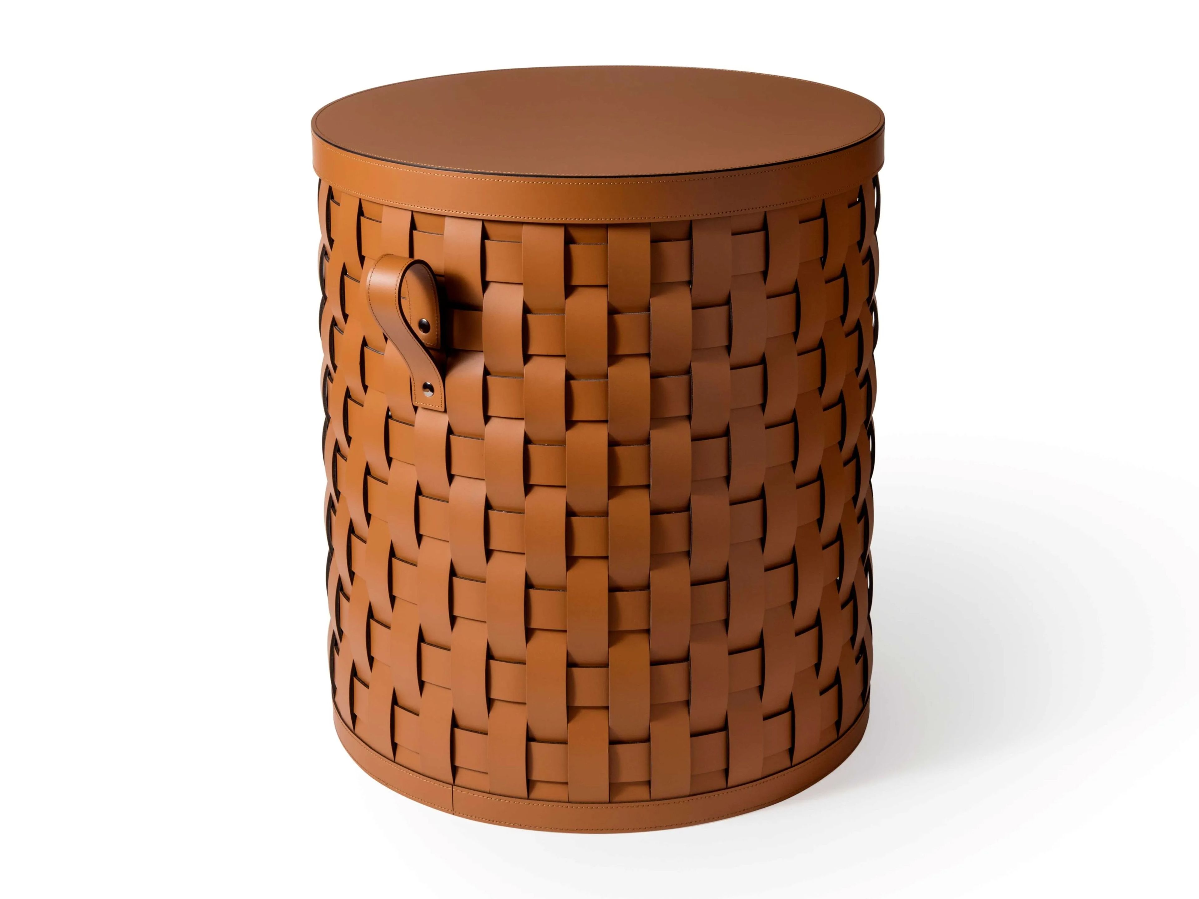 Регенерированная кожаная круглая корзина для белья с крышкой Pinetti DEMETRA ARCH-00100540