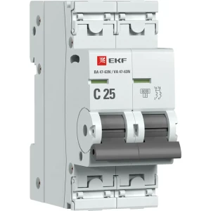 Автоматический выключатель EKF Proxima ВА47-63 2P N C25 А 6 кА