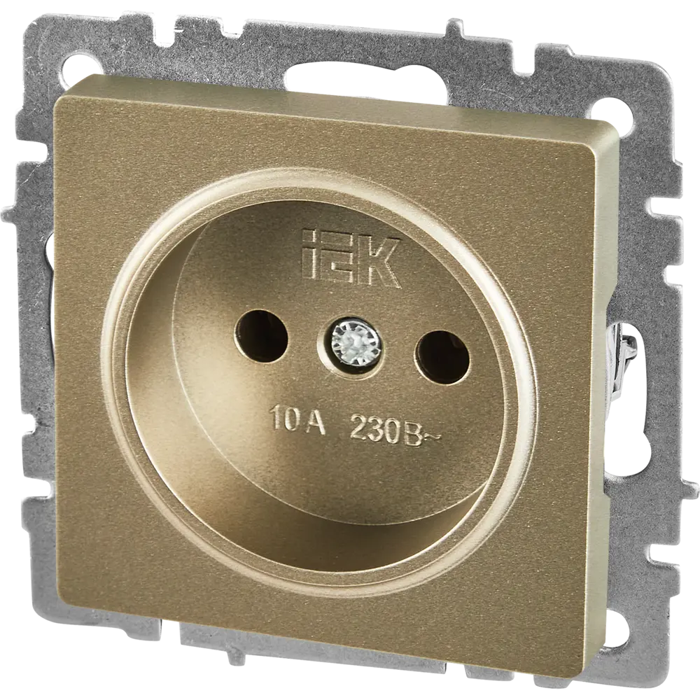 Розетка встраиваемая IEK Brite РС10-1-0-БрШ без заземления цвет шампань STLM-2029272 - Вид №1