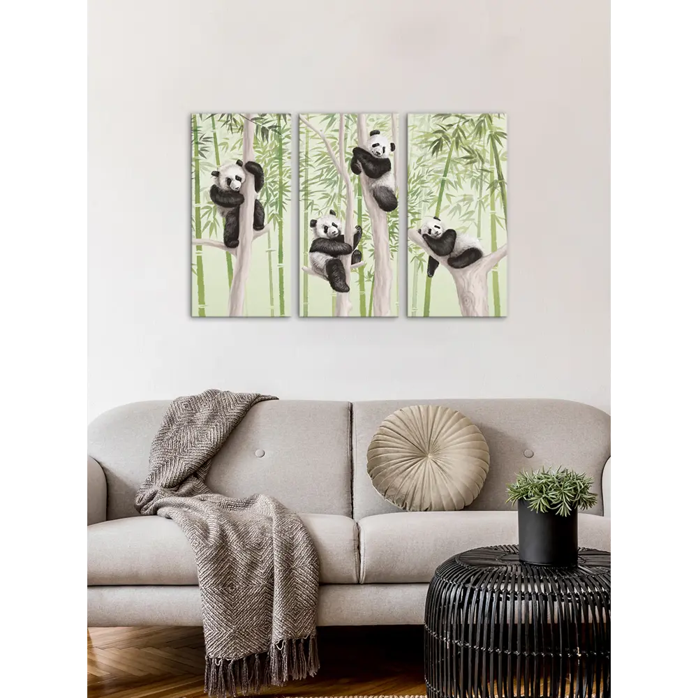 Картина на МДФ Панды 30x60 см 3 шт POSTERMARKET STLM-2121475 - Вид №4