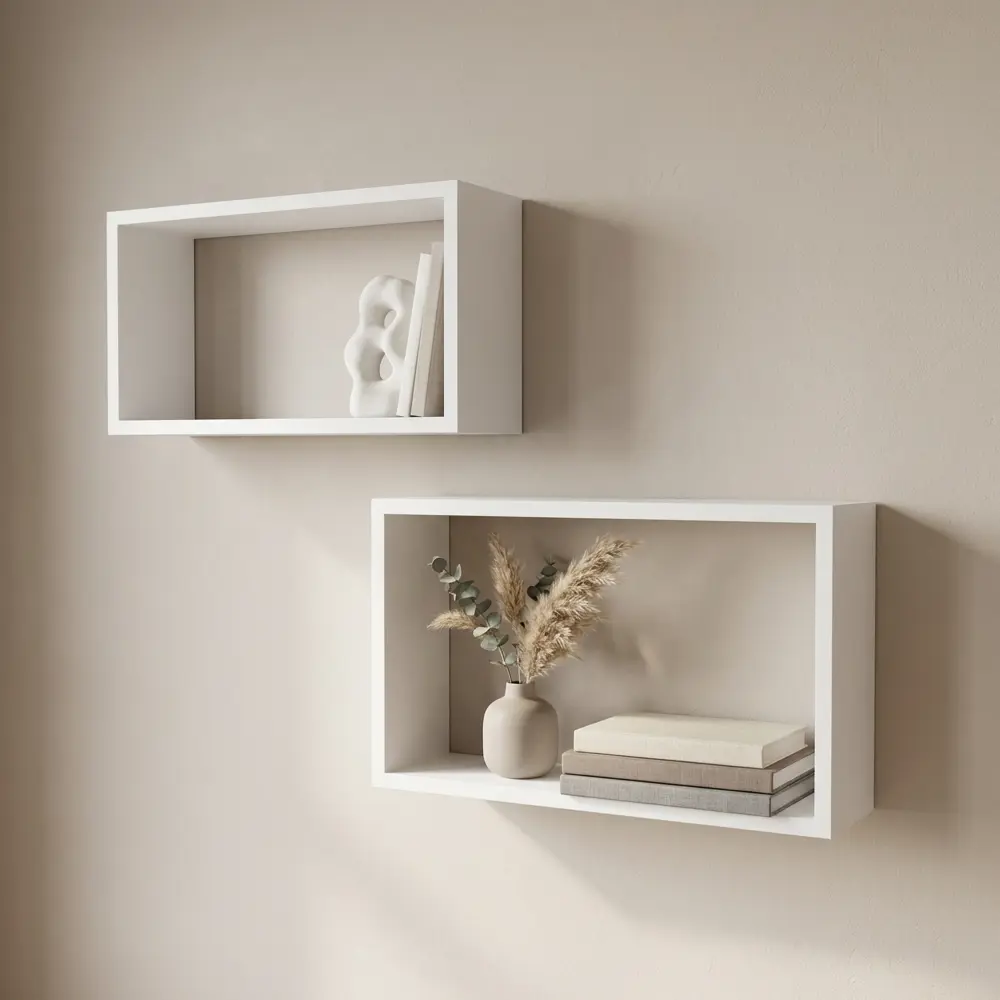 Полка настенная Spaceo 45x27 см/40x22 см МДФ цвет белый 2 шт STLM-2038567