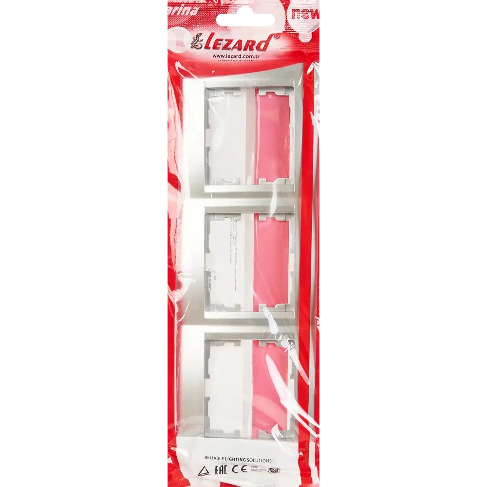 Рамка для розеток и выключателей Lezard Karina 3 поста горизонтальная цвет матовый серый STLM-2034200 - Вид №3