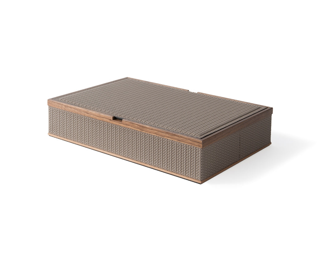 Прямоугольная коробка Astrea - 26,5X18XH5,5 см / тканая кожа_темно-серый