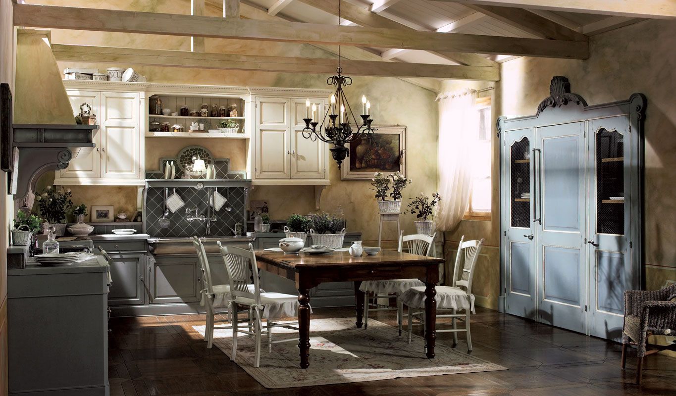 Встроенная лакированная кухня с полуостровом Marchi Cucine Country Chic ARCH-00028340 - Вид №9