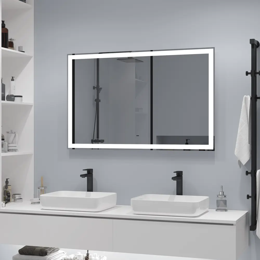 Зеркало для ванной Status с подсветкой 100x70 см цвет серый CONTINENT STLM-2163524