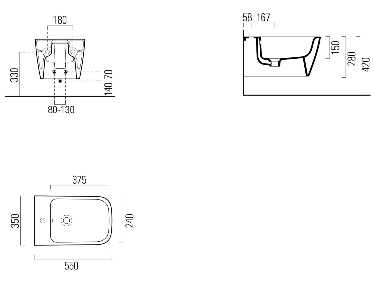 Керамическая настенная проволока для биде с переливом GSI ceramica Nubes ARCH-00000073 - Вид №3