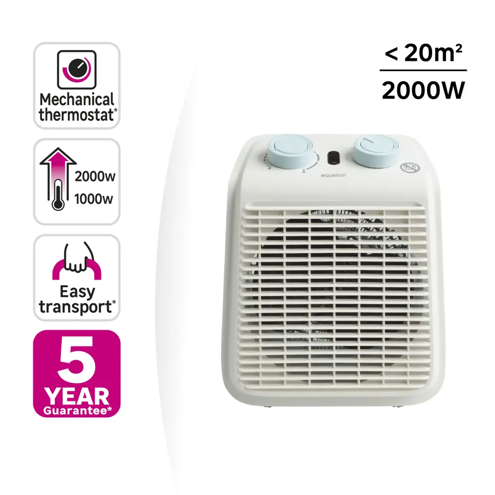 Тепловентилятор электрический Equation Five 2000 Вт цвет голубой STLM-2153538