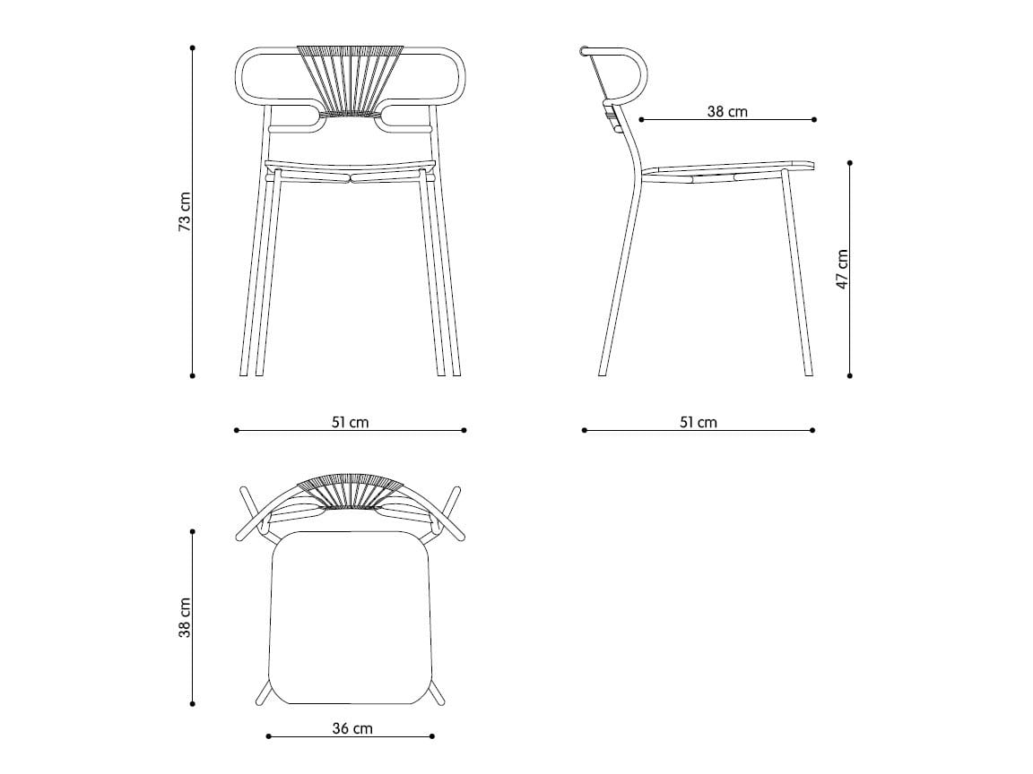 Штабелируемый металлический стул с открытой спинкой с мягким сиденьем TrabA' Генуя ARCH-00074447 - Вид №4