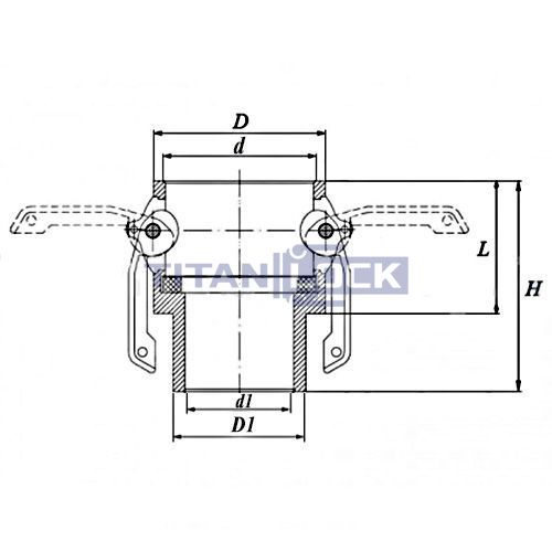 Камлок нержавеющий тип B розетка, наруж. резьба BSP 5", AISI304, TL500BSS TITAN LOCK  - Вид №1