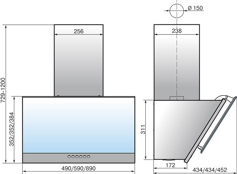 1183443 Вытяжка наклонная ELIKOR Рубин S4 90П-700-Э4Д черный/черный STDN-0146409 - Вид №4