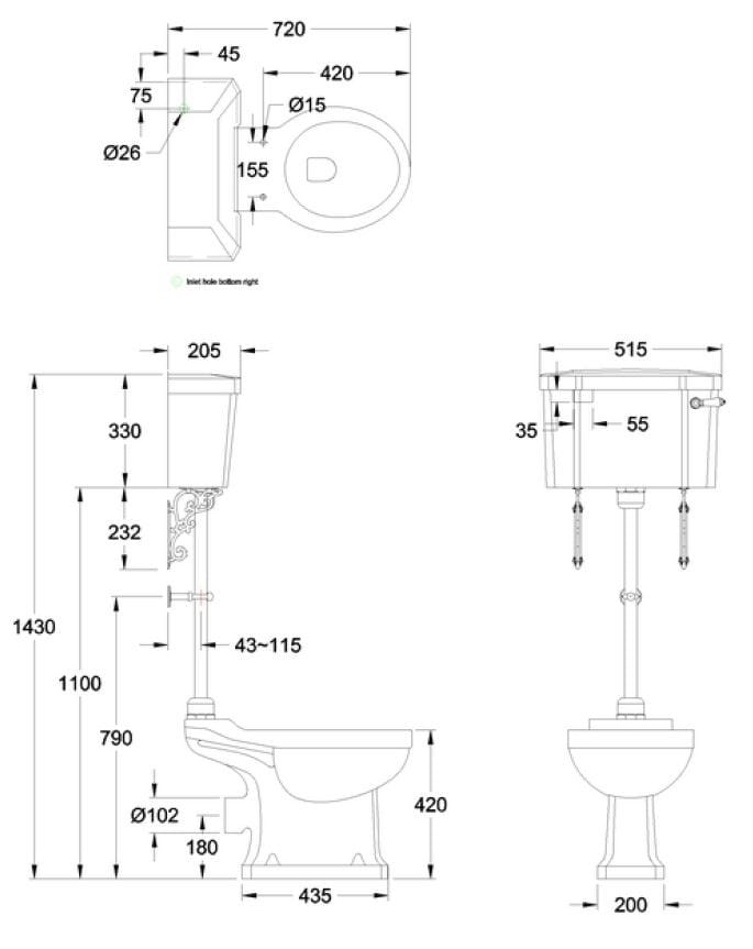 Напольный туалет с внешней кассетой Burlington На заказ ARCH-00039725 - Вид №9