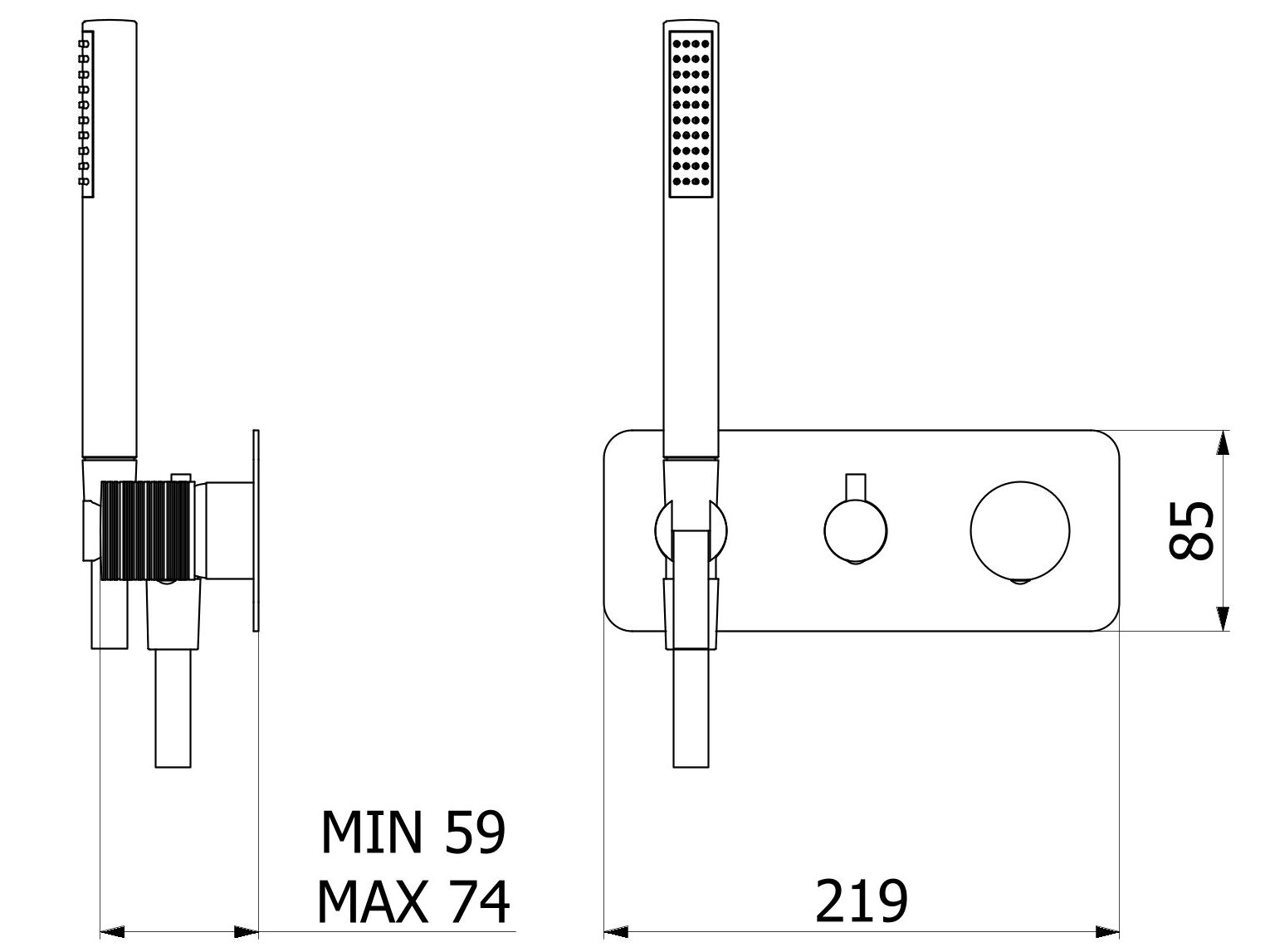 3 отверстия утопленный смеситель для душа с ручным душем IB винил ARCH-00022859 - Вид №12