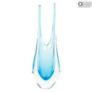 3183 ORIGINALMURANOGLASS Ваза &#34;Селери&#34;- синяя- соммерсо - Original Murano Glass 14 см
