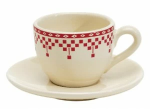 Чашка с блюдцем кофейная "Красные шашечки" COMPTOIR de FAMILLE ИНЛАВКА КРАСНЫЕ ШАШЕЧКИ 068219 Белый;красный