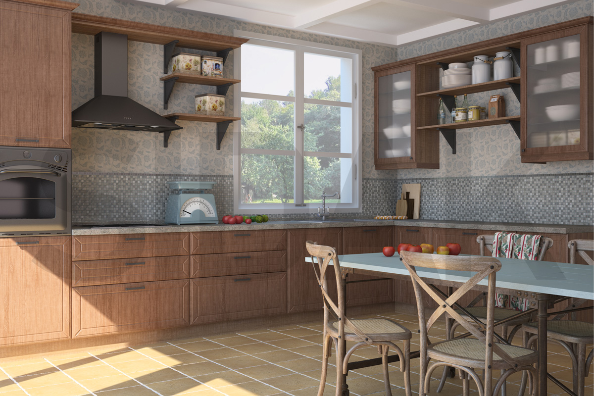 Фасады для кухни Кантри Фрезеровка «Ланос» Дуб шале №518 SIDAK SIST1626-213 - Вид №1