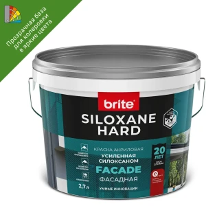 Краска фасадная Brite Siloxane Hard матовая цвет прозрачный база С 2.7 л