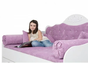 Кровать диван ABC-KING Princess/Фея светло-сиреневый велюр со стразами Сваровски (160*90) без ящика и матраса