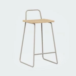 Барный стул с деревянным сиденьем светло-серый Bauhaus WOODI  00-3966241 Серый